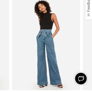 Express High Waisted Sash Tie Wide Leg Jeans